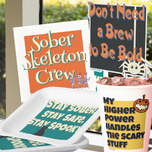 Sober Skeleton Crew   Halloween Sober Party Invitation