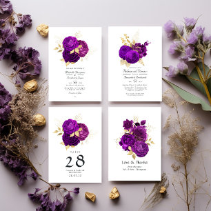 Vintage Purple and Gold Floral Wedding Table Number