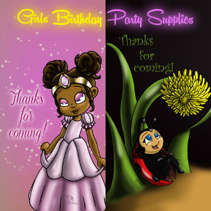 African American Girl Superhero Birthday Paper Plate