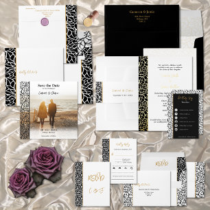 Romantic Foliage Border Your Photo Save the Date Magnetic Invitation