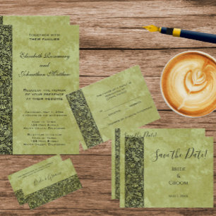 Vintage Wedding, Victorian Flower Floral Scroll RSVP Card