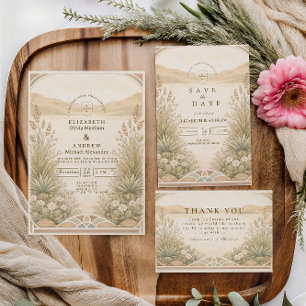 Soft Neutral Desert Florals Wedding Save The Date