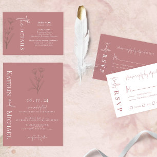 Modern Mauve Wedding Photo Invitation