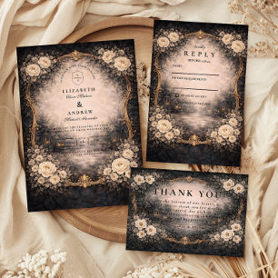 Romantic Dark Baroque Wedding Invitation