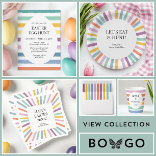 Modern Colourful Simple Stiped Happy Easter Party Napkin