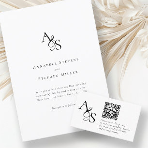 Elegant, Classic, Monogram, Black, Wedding Acrylic Invitations