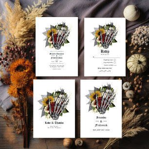Autumn Fall Rustic Floral Gothic Wedding Thank You Card