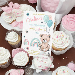 First Birthday Paper Napkin with a cute teddy bear