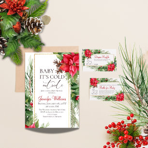 Baby Its Cold Outside Pine Tree Winter Baby Shower Invitation