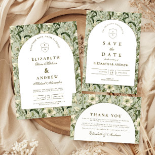 Sage Botanical Arch Elegant Wedding Thank You Card