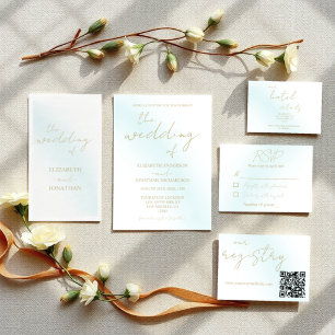 Blue Watercolor Wave Wedding RSVP Card