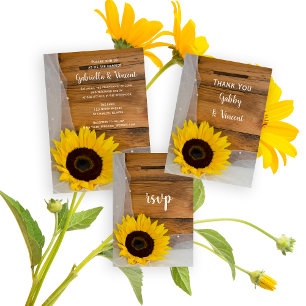 Sunflower and Veil Country Wedding RSVP Response