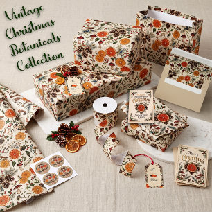 Vintage Christmas Botanicals Wrapping Paper