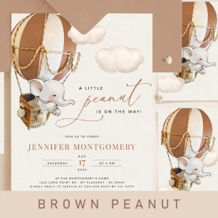 Elephant Balloon Baby Shower All In One Invitation
