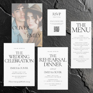 Elegant Modern Wedding Rehearsal Dinner Invitation
