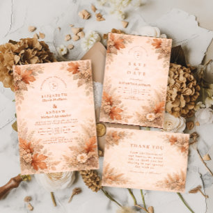 Warm Floral Fall Wedding Save The Date