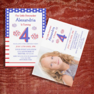 Little Firecracker 4th Birthday Invitation