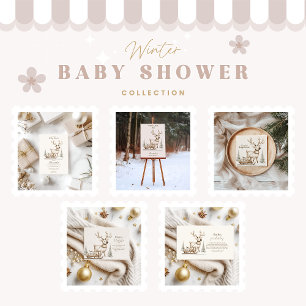 Rustic Reindeer Winter Baby Shower Invitation