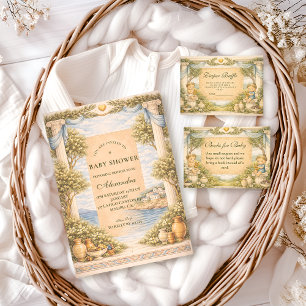 Greek Coastal Columns Baby Shower Invitation