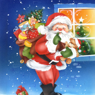 Santa waving good bye holiday card