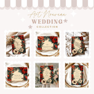Classic Floral Wedding Art Nouveau Invitation