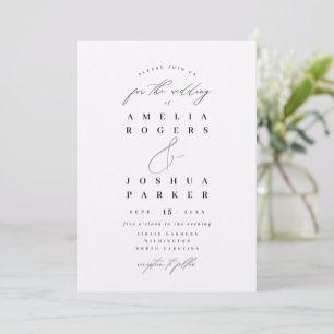 Minimalist Modern Calligraphy Wedding Black Postcard