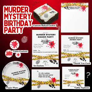 Murder mystery birthday dinner party crime scene  invitation