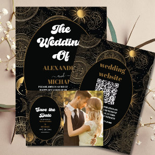 Celestial Black Gold Wedding Save The Date