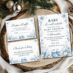 Elegant Blue Winter Baby Shower Invitation