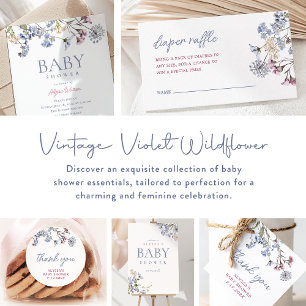 Violet Vintage Wildflower Baby Shower Invitation