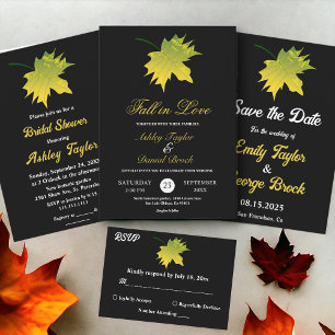 Elegant Rustic Fall Leaves Black And White Wedding Napkin