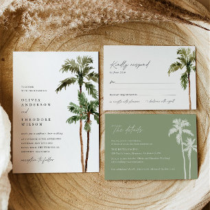 Palm Tree Tropical Destination Wedding  Invitation
