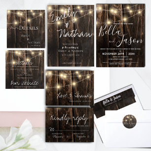 Rustic Wood With String Lights Vow Renewal Invitation