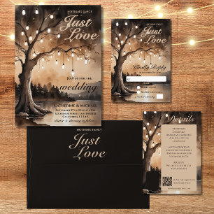 String Lights On Tree Romantic Country Wedding  Invitation