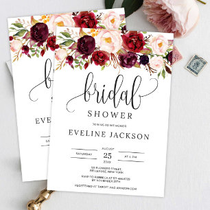 Boho red marsala blush burgundy chic vow renewal invitation