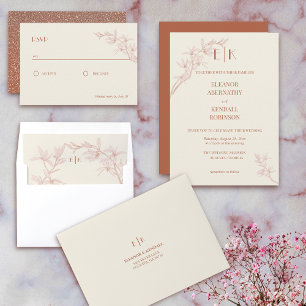 Timeless Flower Monogram Wedding  All In One Invitation