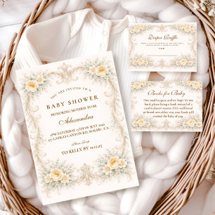 Champagne Rose Baroque Baby Shower Napkin