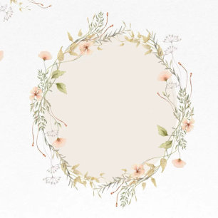 Peach and Green Wildflowers Wreath Couples Shower Invitation