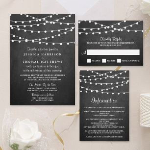 The String Lights On Chalkboard Wedding Collection Invitation