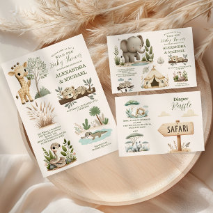 Wild One Safari Animals Boy Baby Shower Napkin