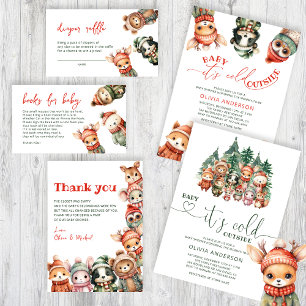 A Little Wild One Winter Woodland Baby Shower Invitation