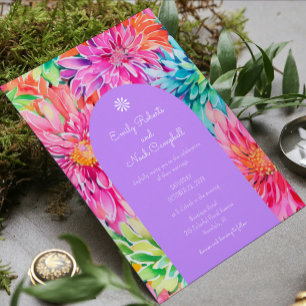 Colourful Modern Tropical Floral Wedding Details Enclosure Card