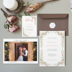 Botanical Elegant pink roses Script Wedding Acrylic Sign