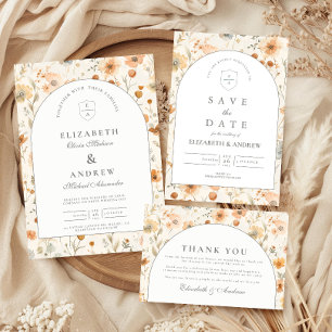Soft Botanical Meadow Wedding Thank You Card