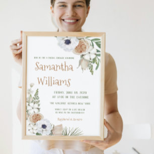 Winter Anemone Floral Cotton Pine Baby Shower Classic Round Sticker