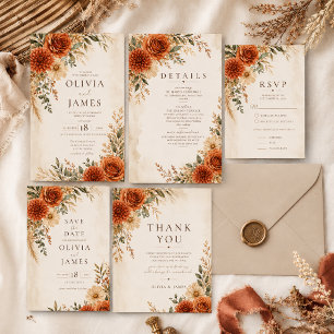 Boho Wild Terracotta Garden Wedding Invitation