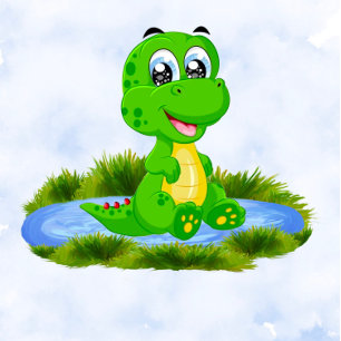  Cute Alligator in Pond Boy Baby Shower  Invitation