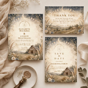 Rustic Celestial Wedding Thank You Card