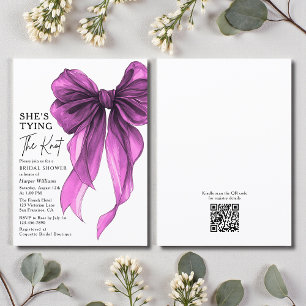 She’s Tying The Knot Purple Bow Bridal Shower Thank You Card