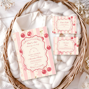 Cute Coquette Cherry on Top Baby Shower Registry Enclosure Card